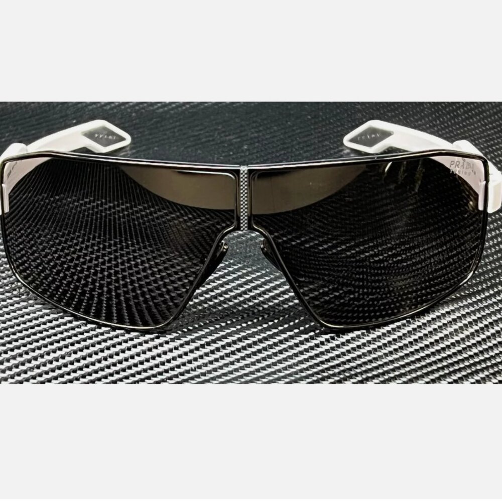 Prada Men's 74mm White Black Sunglasses - Picture 2 of 4